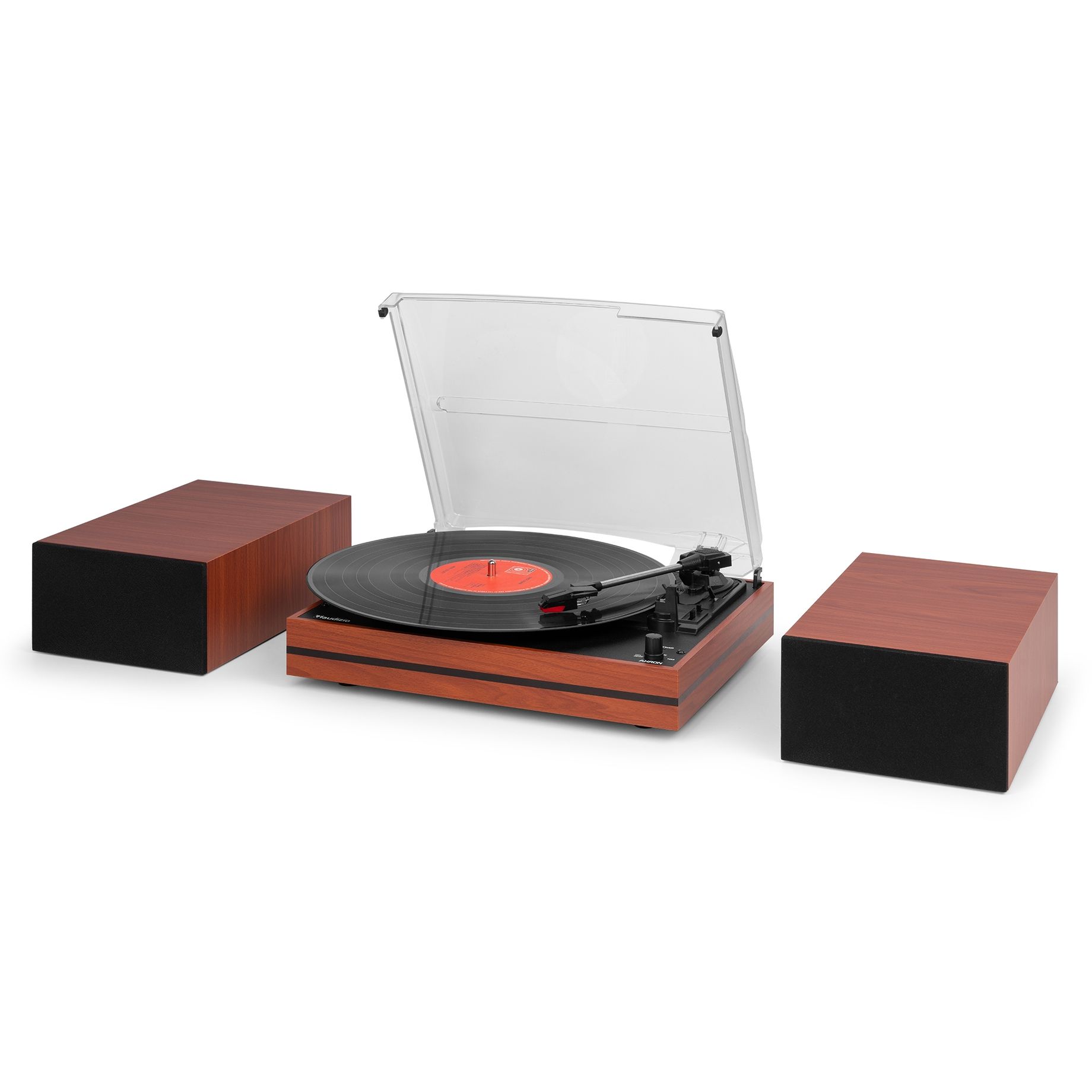 Akron Record Player with Speakers Cherry Wood