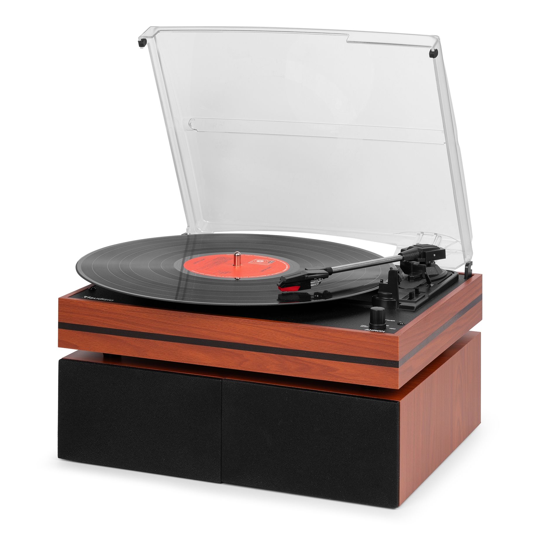 Akron Record Player with Speakers Cherry Wood
