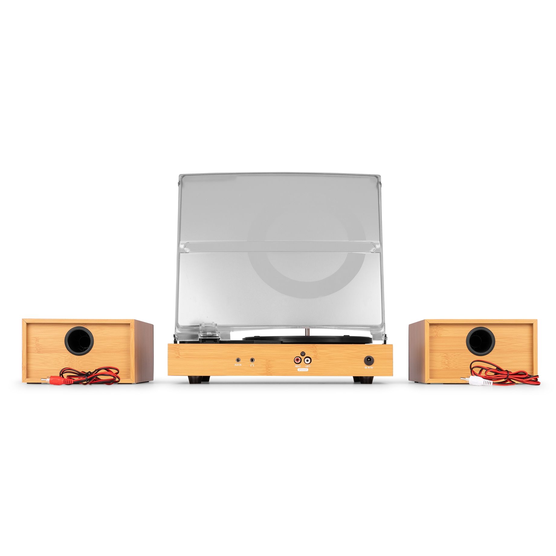 Akron Record Player with Speakers Bamboo Wood