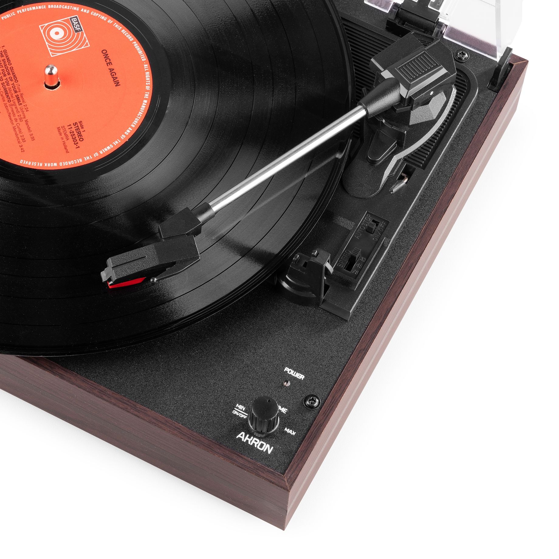 Akron Record Player with Speakers Dark Wood