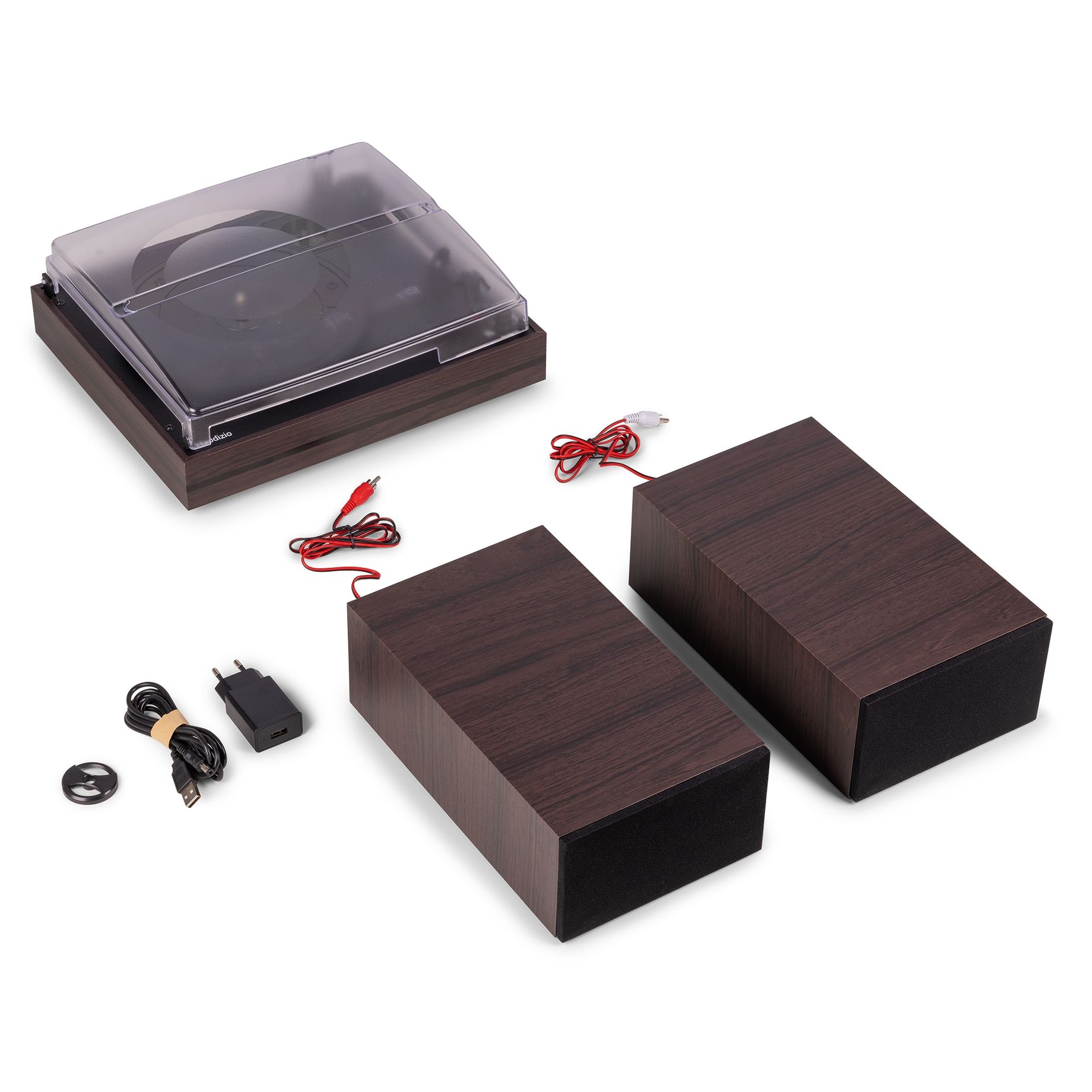 Akron Record Player with Speakers Dark Wood