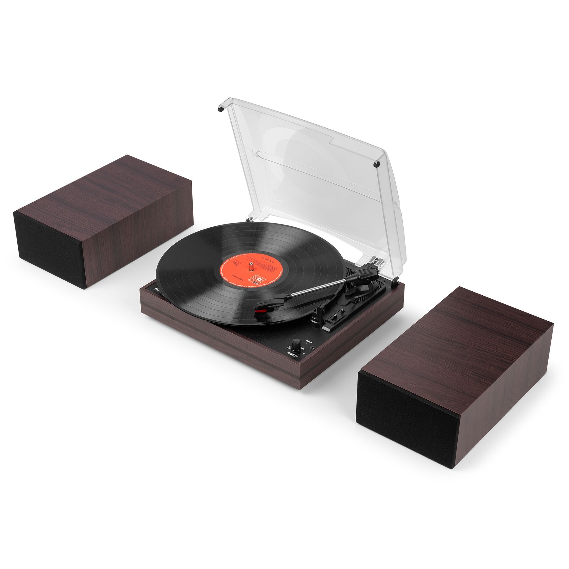 Akron Record Player with Speakers Dark Wood