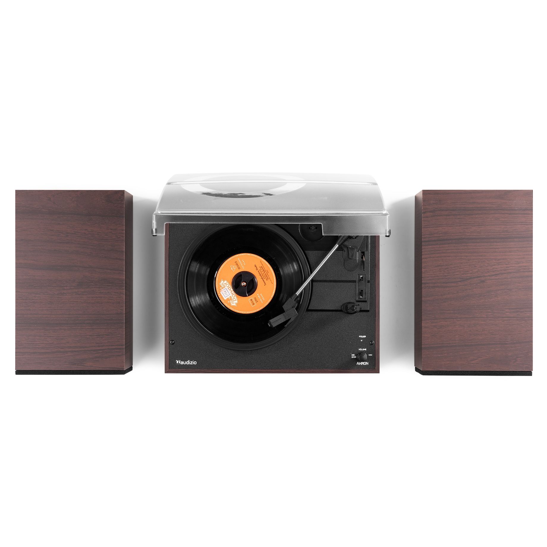 Akron Record Player with Speakers Dark Wood