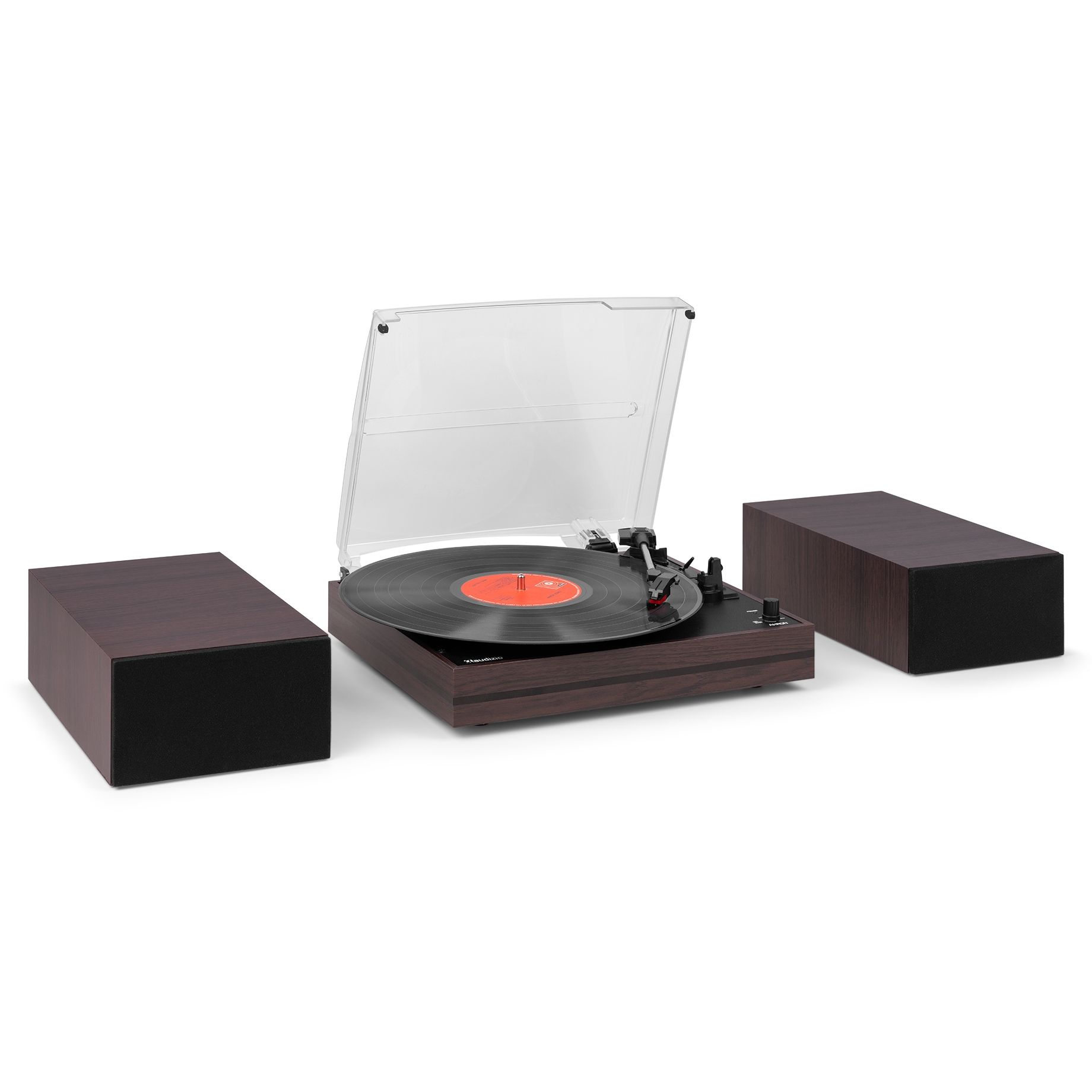 Akron Record Player with Speakers Dark Wood
