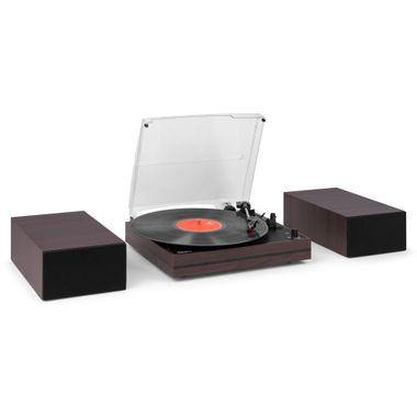 Akron Record Player with Speakers Dark Wood
