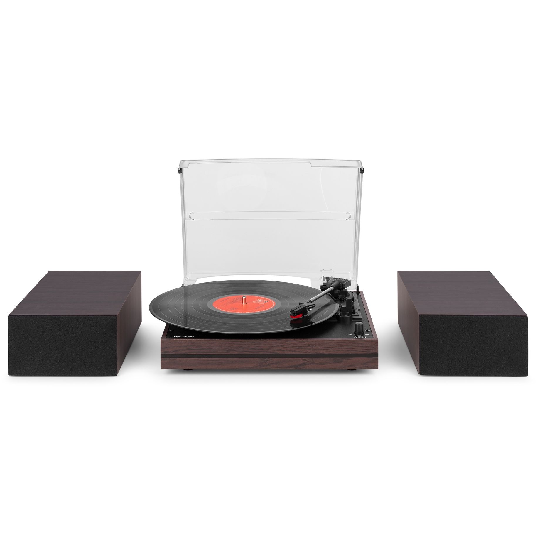 Akron Record Player with Speakers Dark Wood