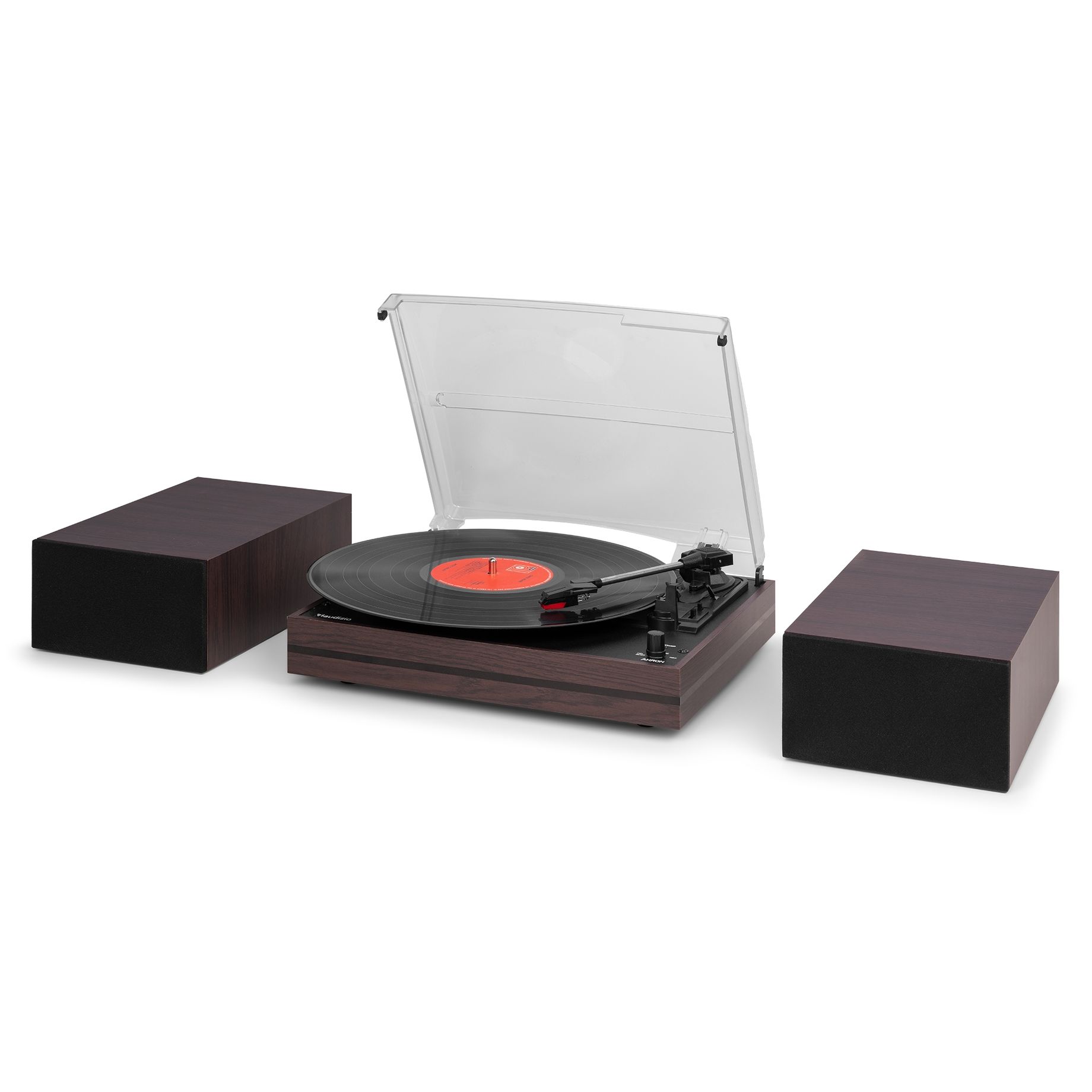 Akron Record Player with Speakers Dark Wood