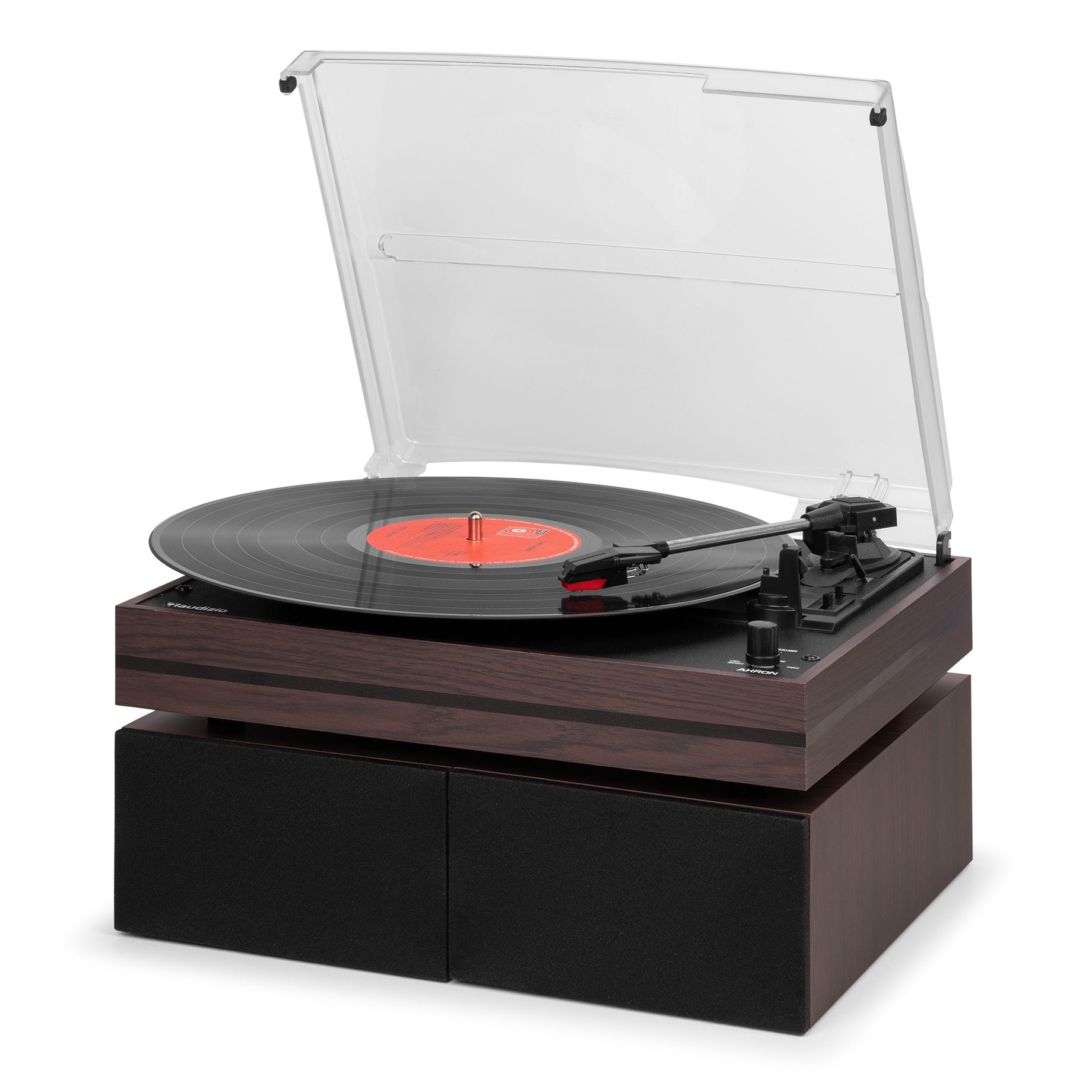 Akron Record Player with Speakers Dark Wood