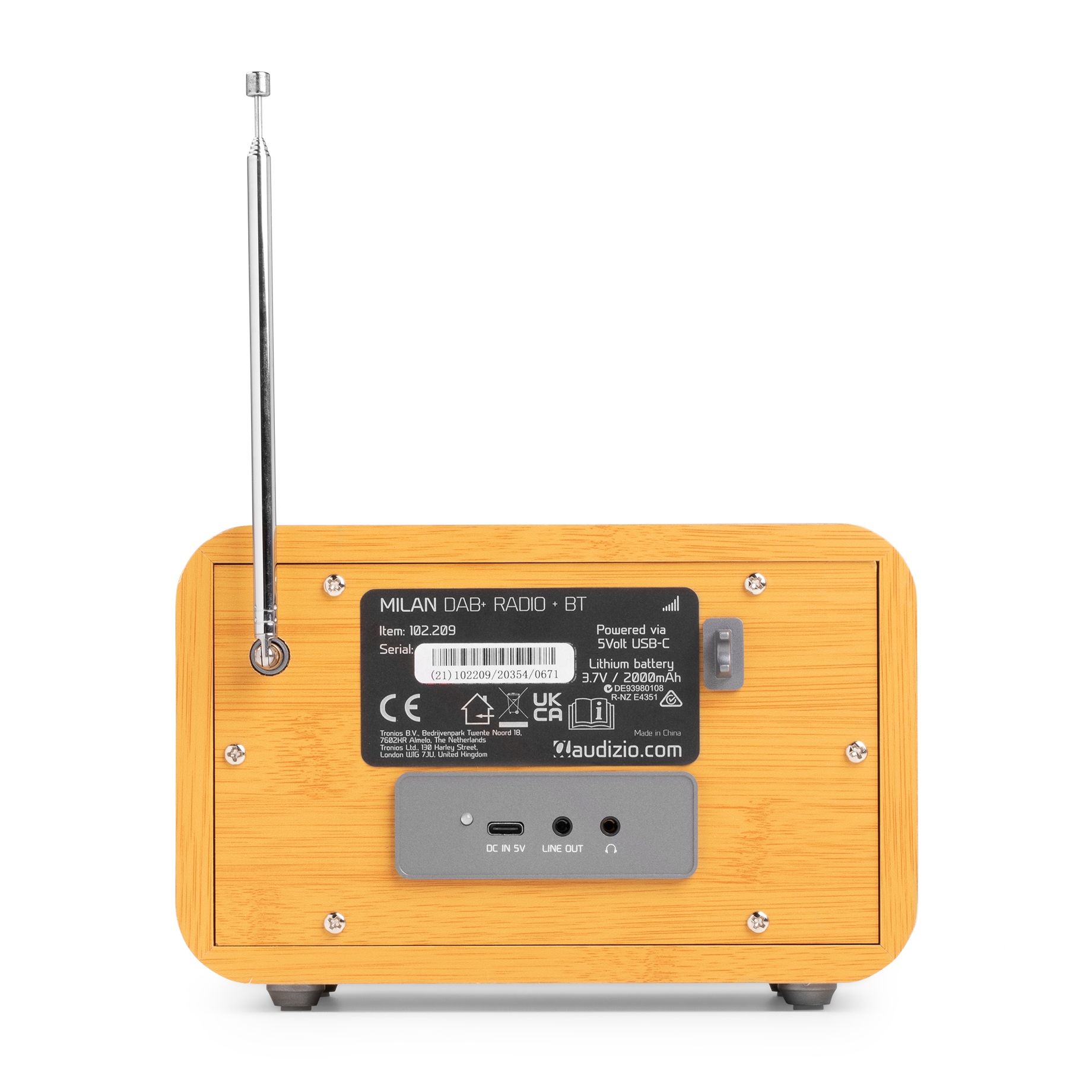Milan DAB+ Radio with Battery Bamboo