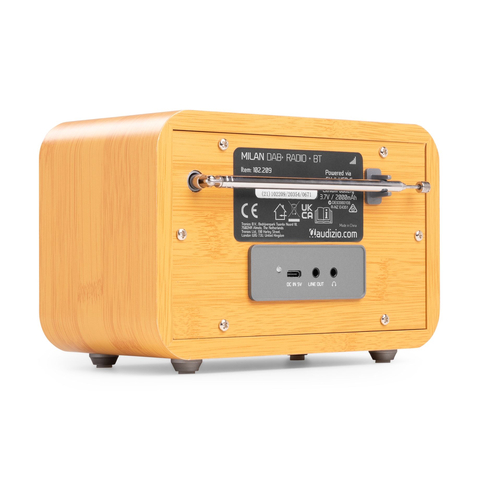 Milan DAB+ Radio with Battery Bamboo