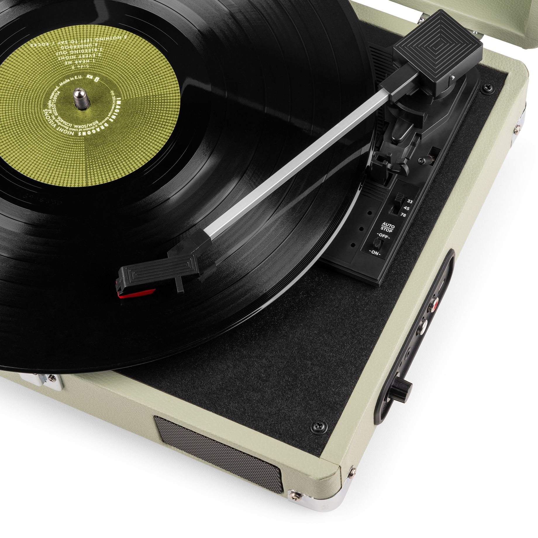 RP111G Record Player Briefcase Green