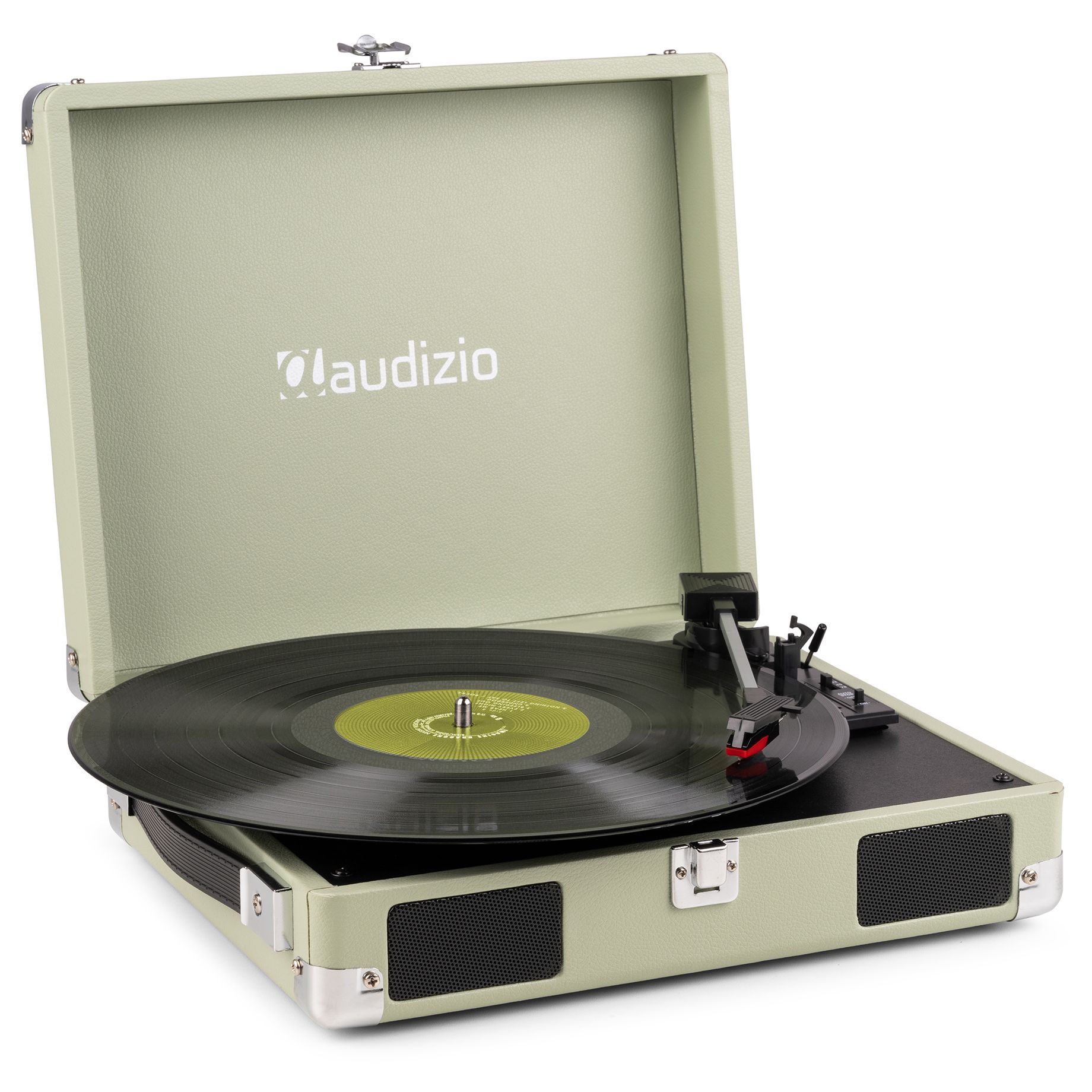 RP111G Record Player Briefcase Green