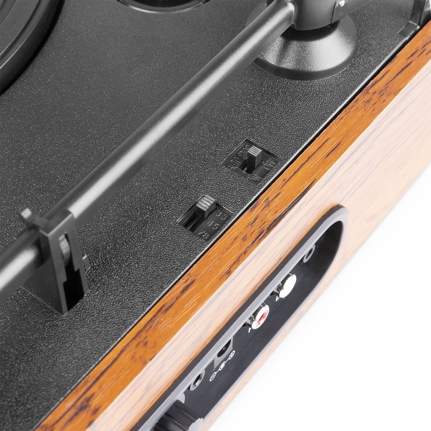 RP170L Record Player with Record Storage Case Wood