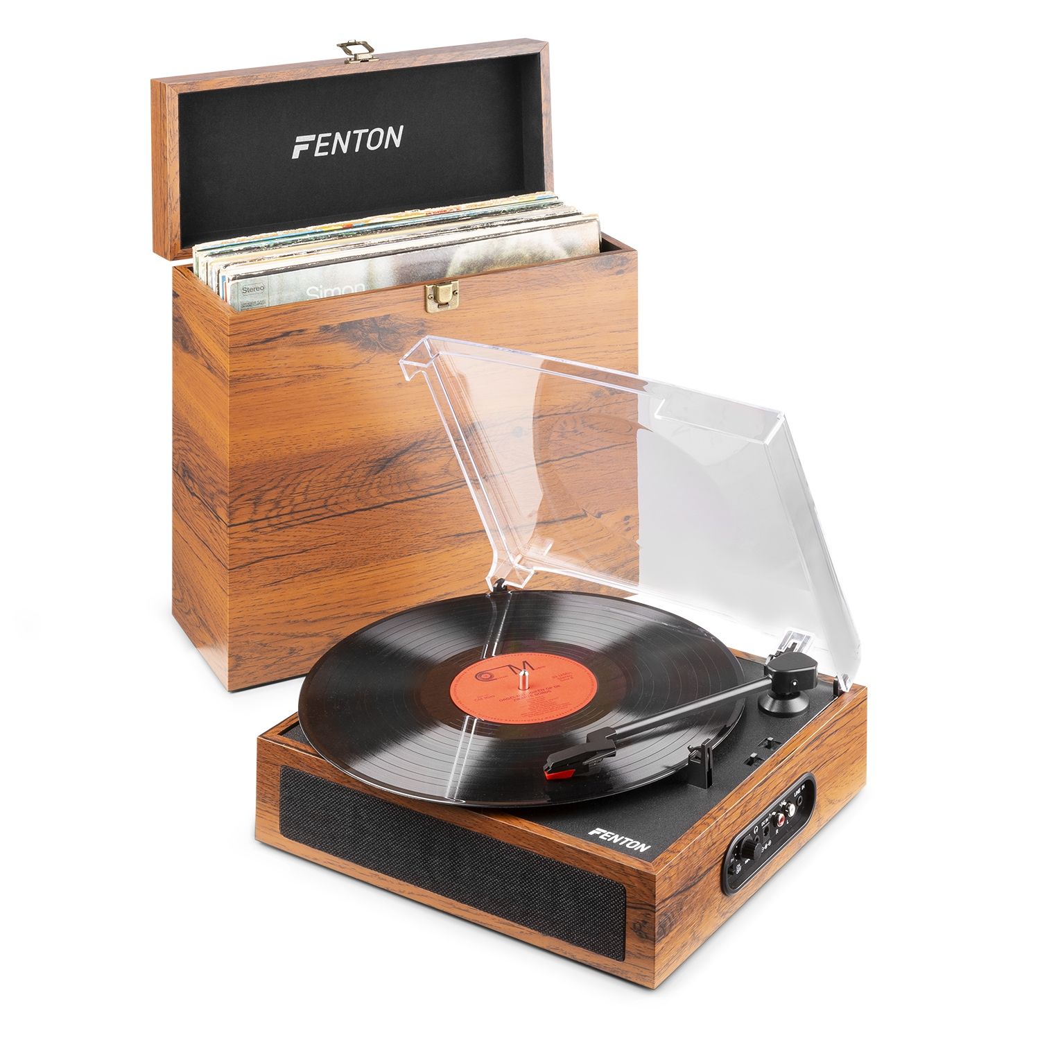 RP170L Record Player with Record Storage Case Wood