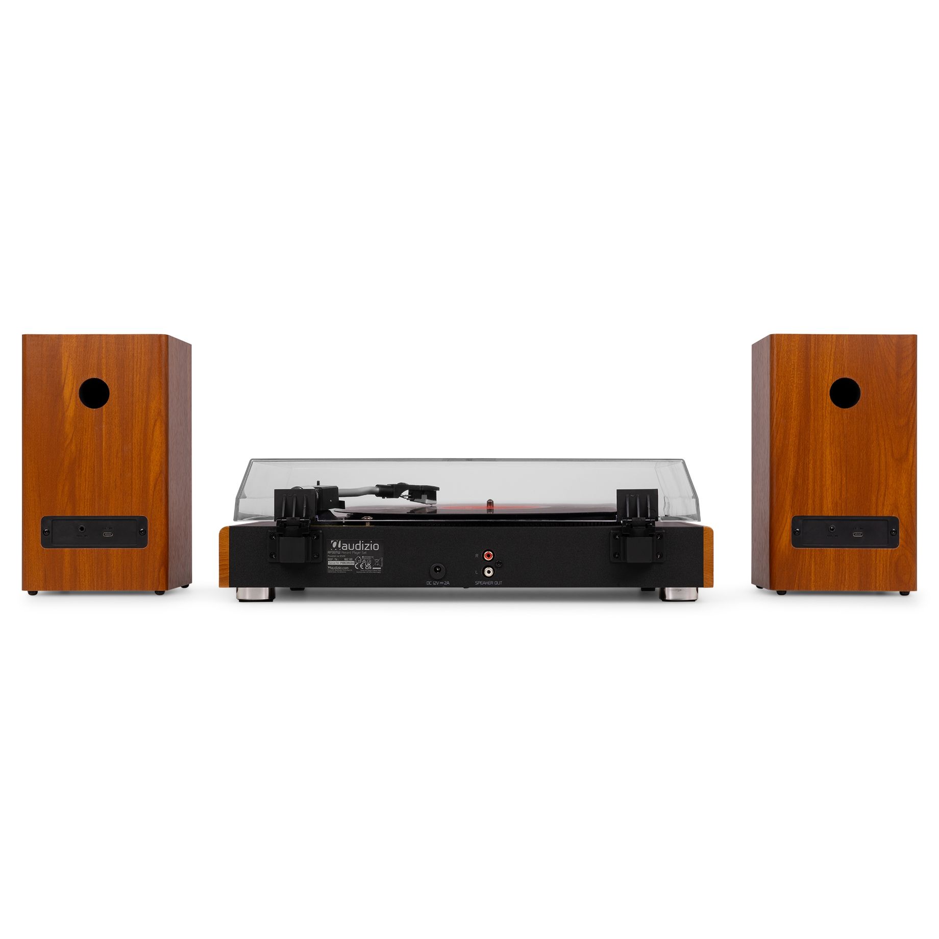 RP337W Vintage Record Player with wireless BT speakers Wood