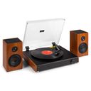 RP337W Vintage Record Player with wireless BT speakers Wood