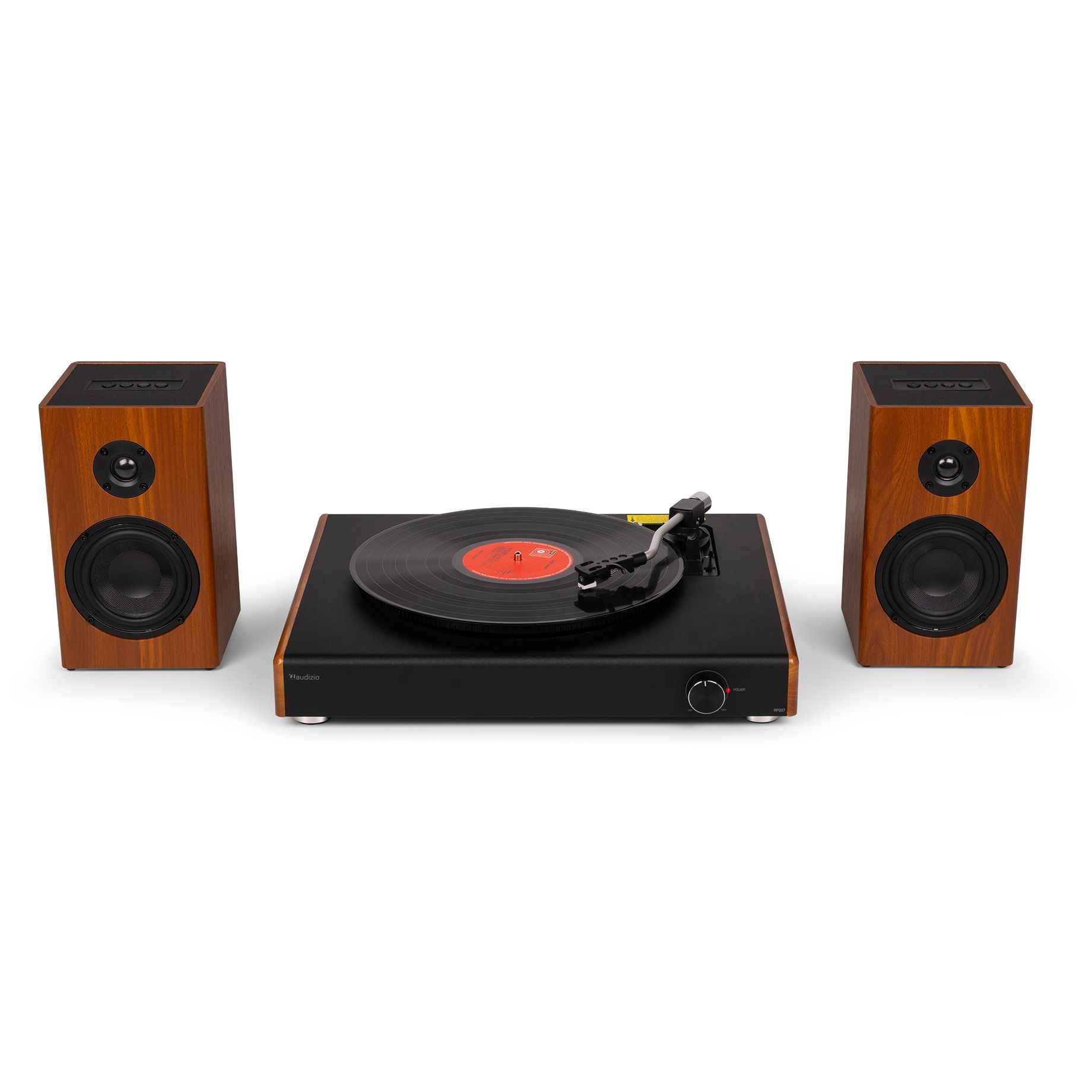 RP337W Vintage Record Player with wireless BT speakers Wood