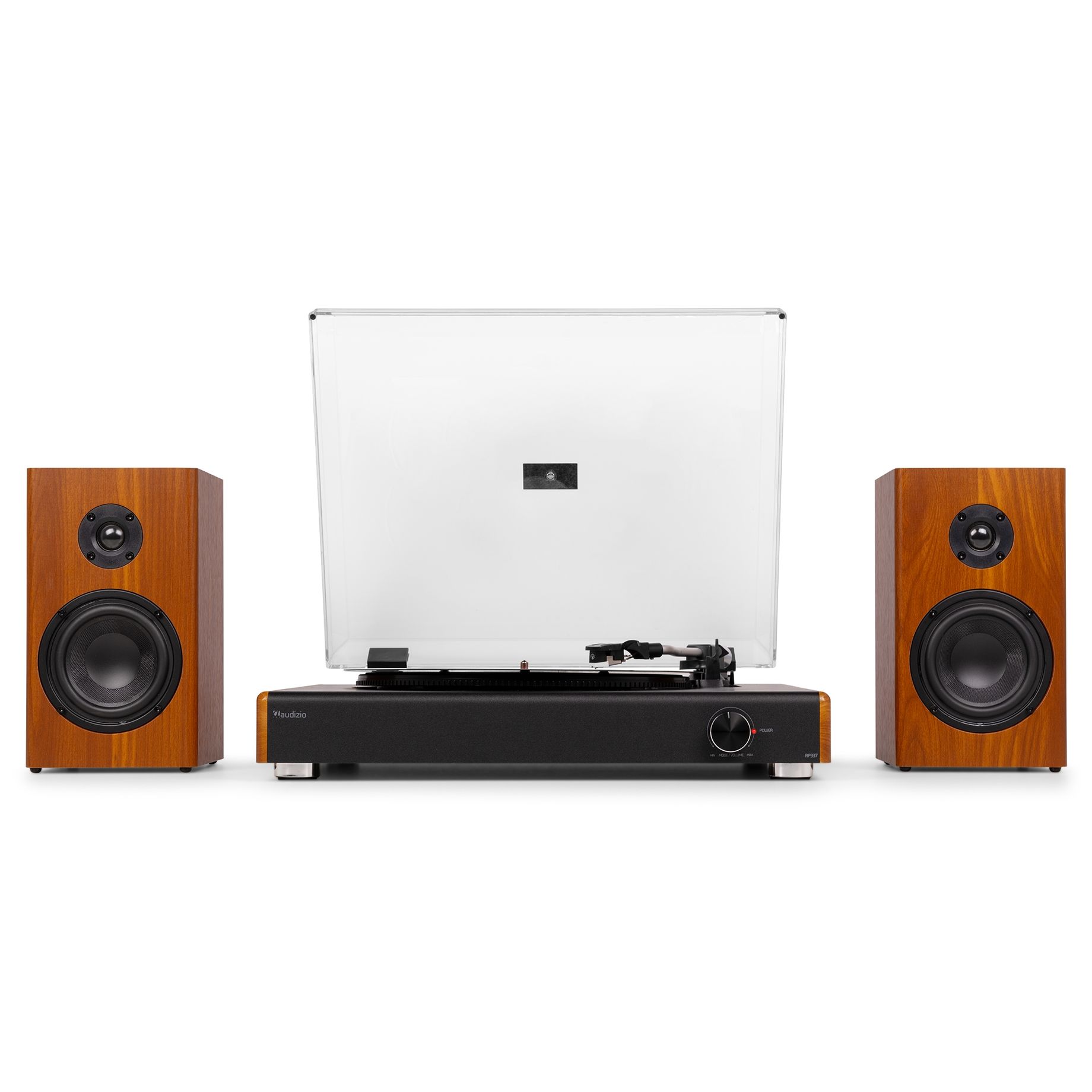 RP337W Vintage Record Player with wireless BT speakers Wood