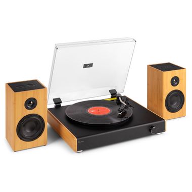 RP337BB Vintage Record Player with wireless BT speakers Bamboo