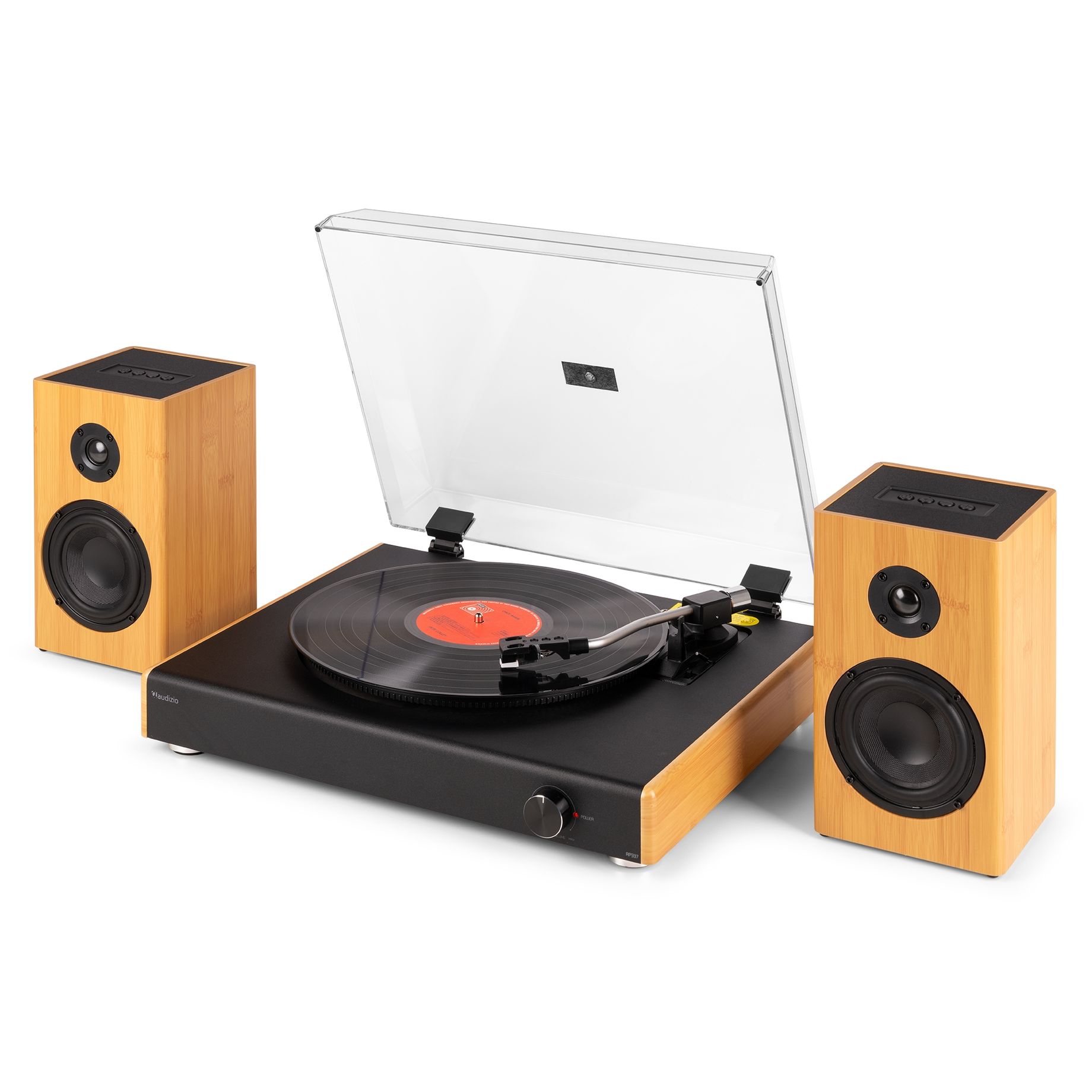 RP337BB Vintage Record Player with wireless BT speakers Bamboo