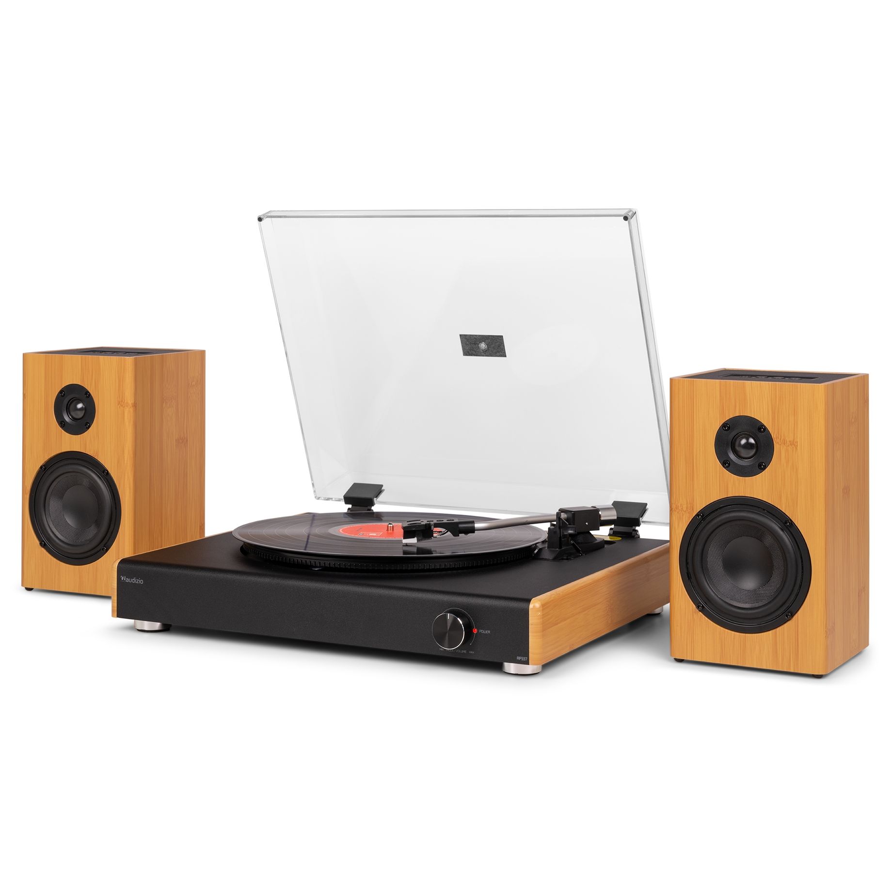 RP337BB Vintage Record Player with wireless BT speakers Bamboo