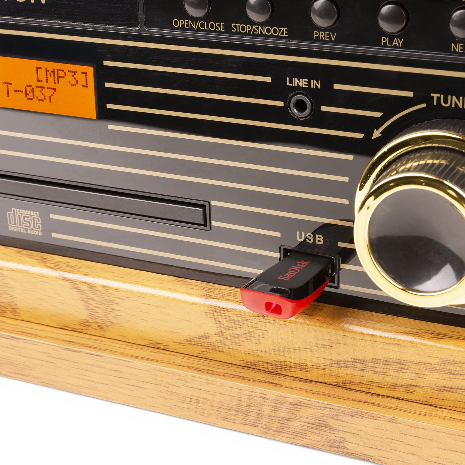 Memphis Vintage Record Player Light Wood