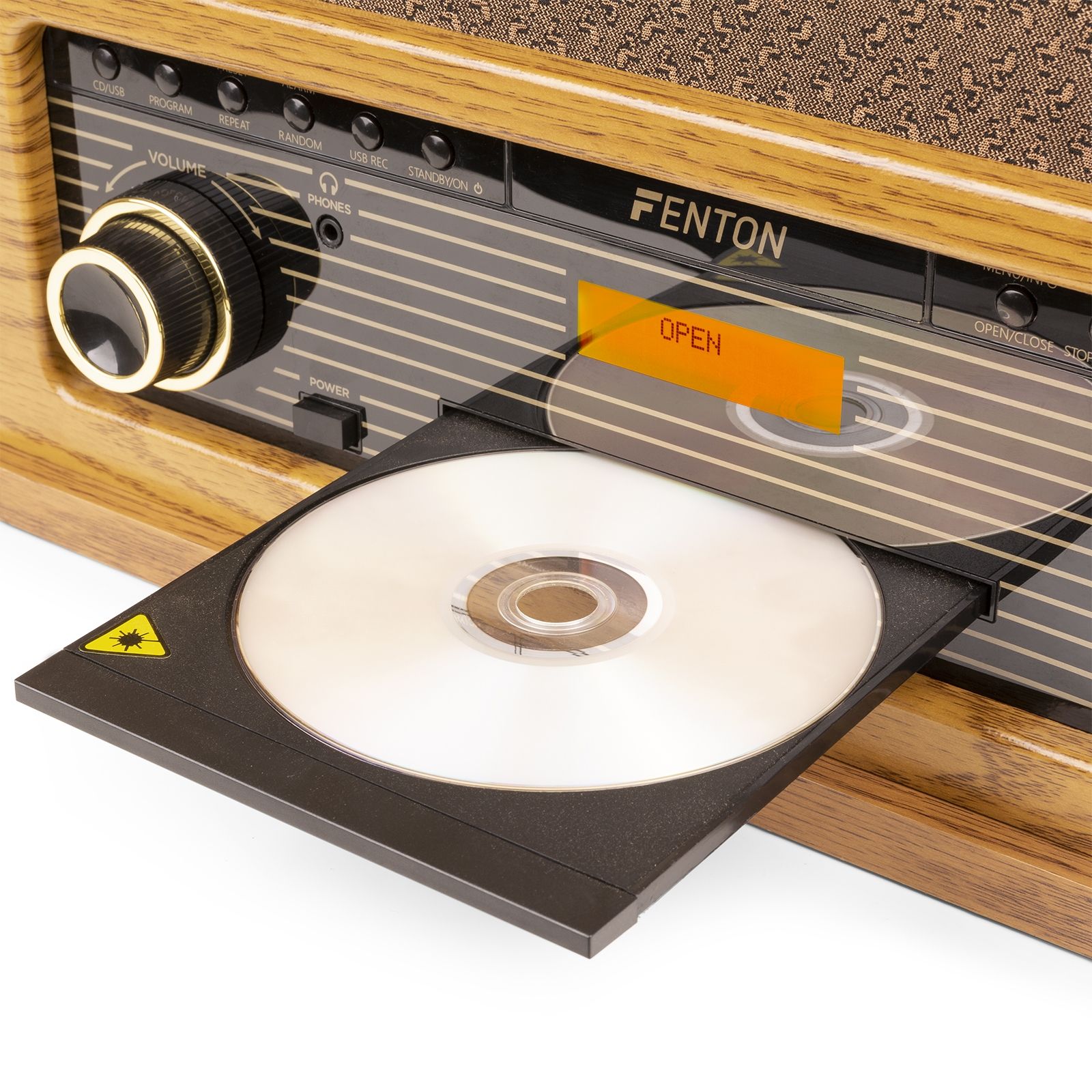 Memphis Vintage Record Player Light Wood