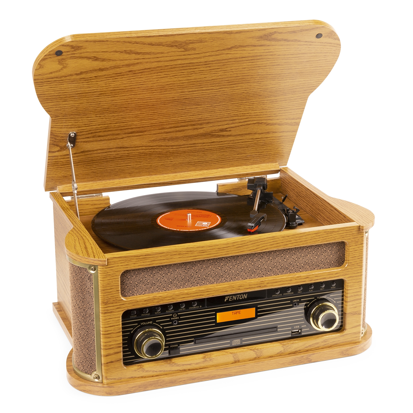Memphis Vintage Record Player Light Wood
