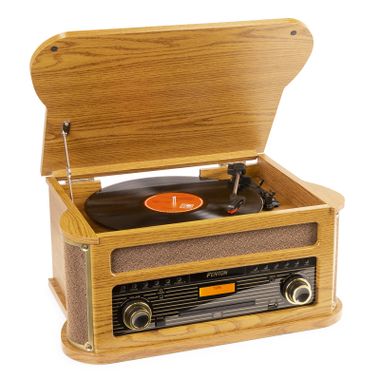 Memphis Vintage Record Player Light Wood