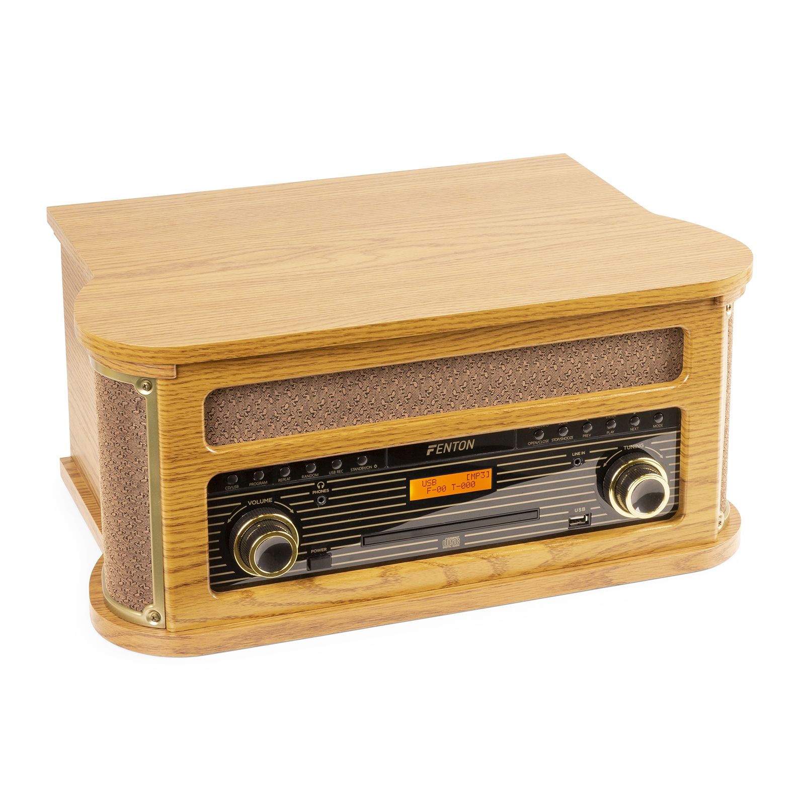 Memphis Vintage Record Player Light Wood