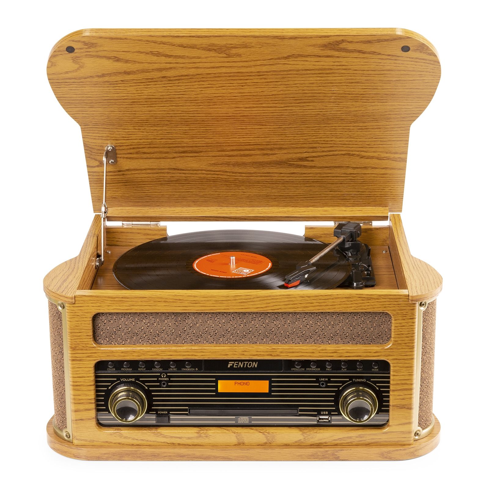 Memphis Vintage Record Player Light Wood