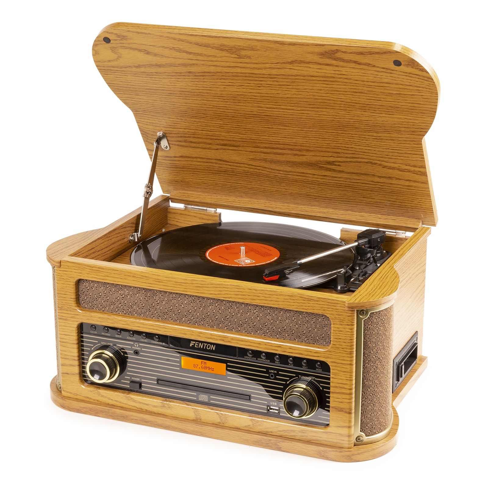 Memphis Vintage Record Player Light Wood