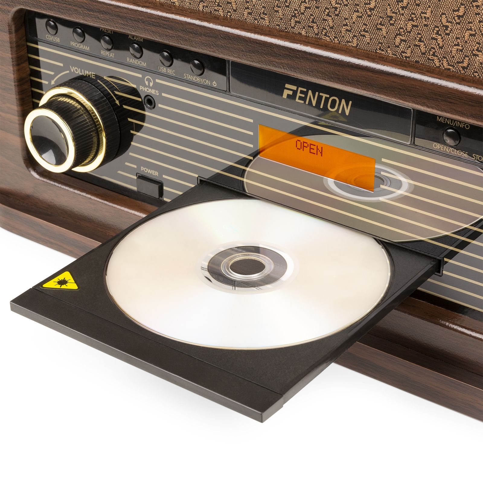 Memphis Vintage Record Player Dark Wood