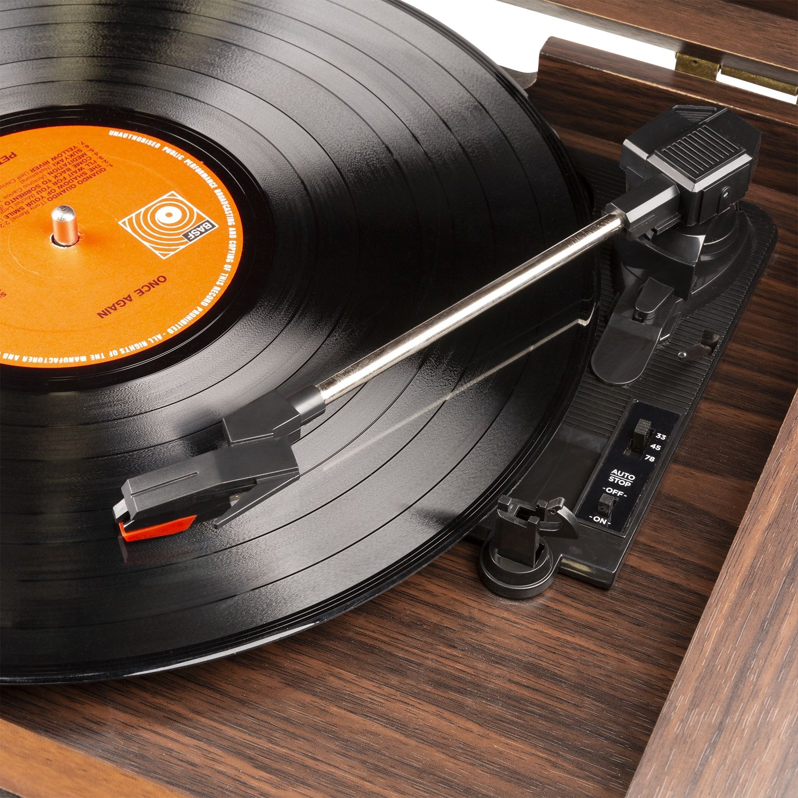 Memphis Vintage Record Player Dark Wood