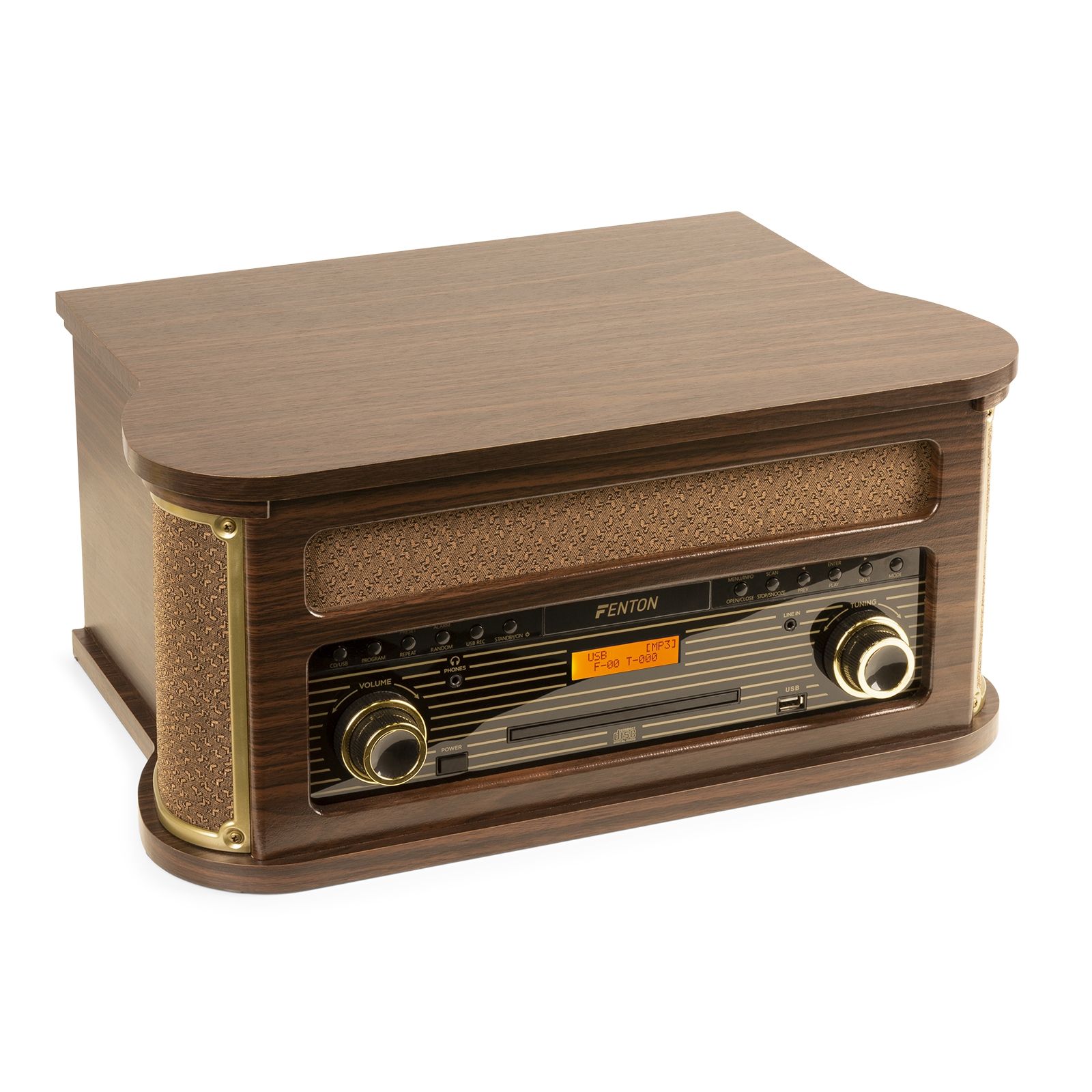 Memphis Vintage Record Player Dark Wood