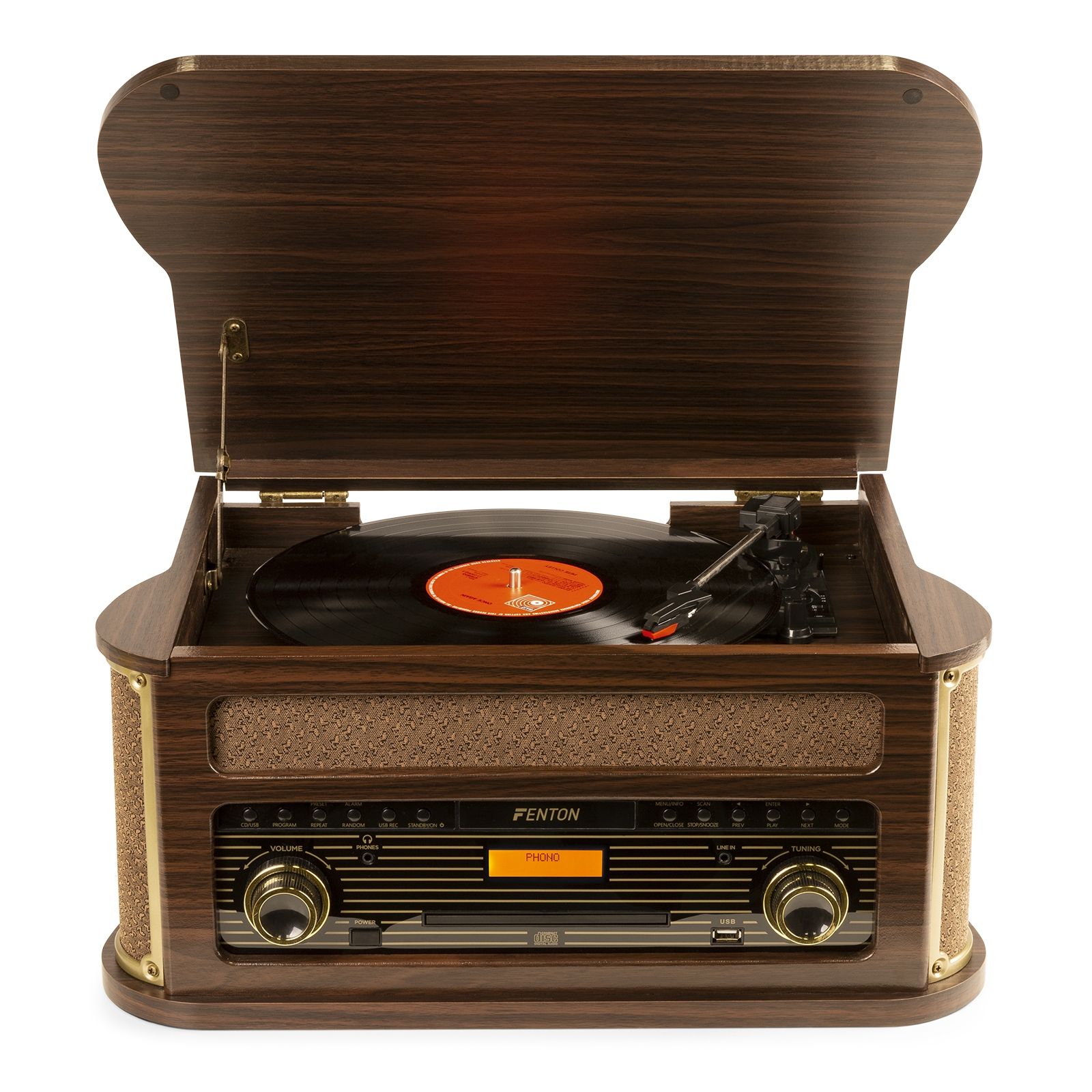 Memphis Vintage Record Player Dark Wood