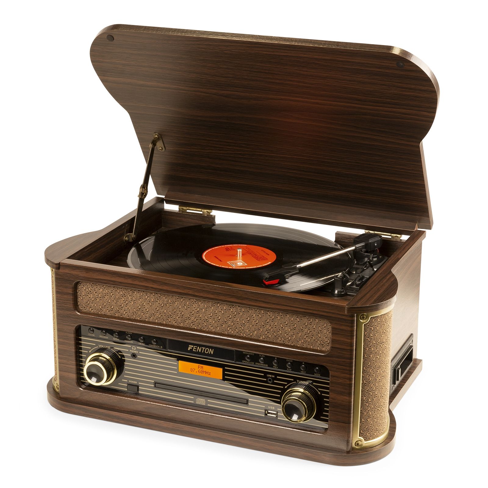 Memphis Vintage Record Player Dark Wood