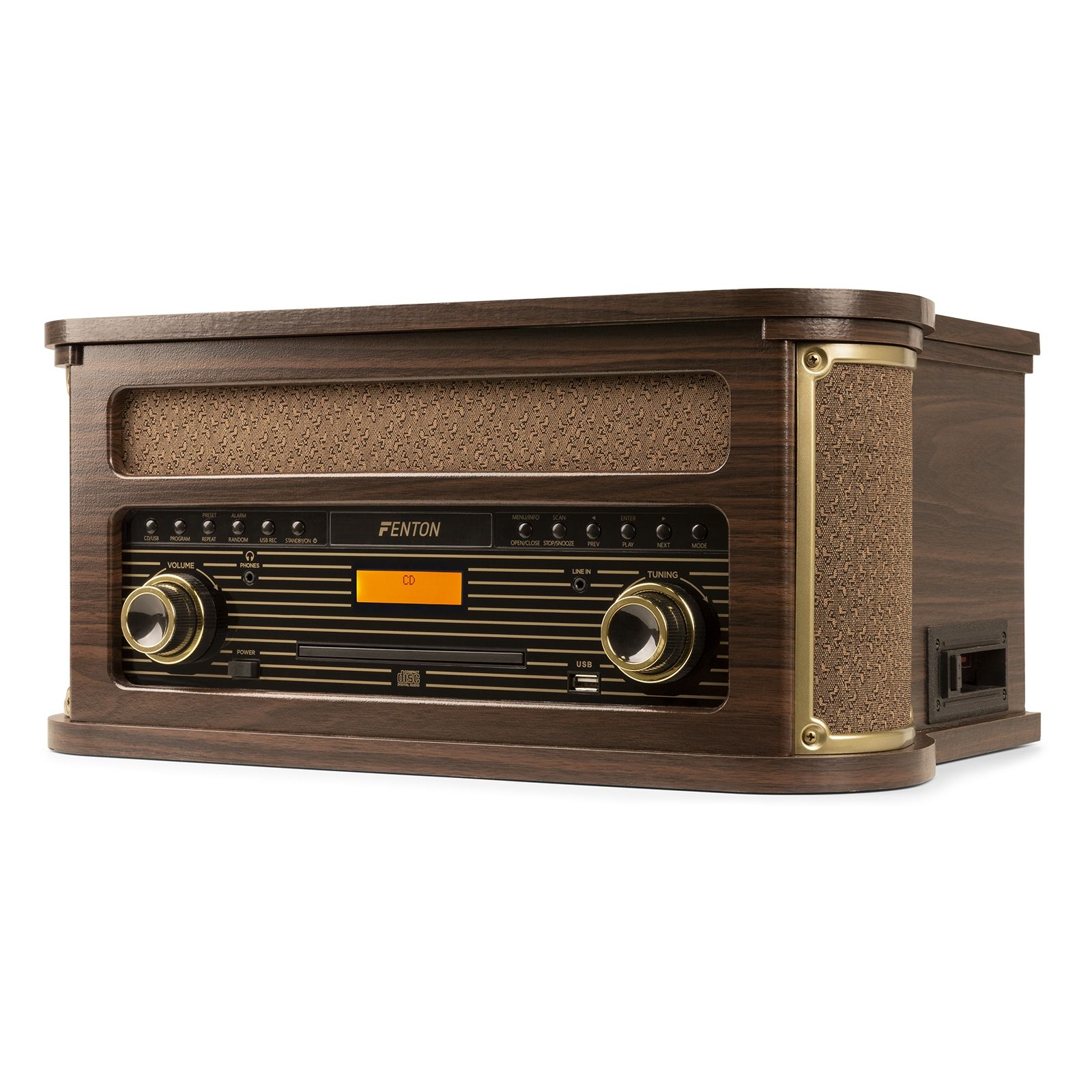 Memphis Vintage Record Player Dark Wood