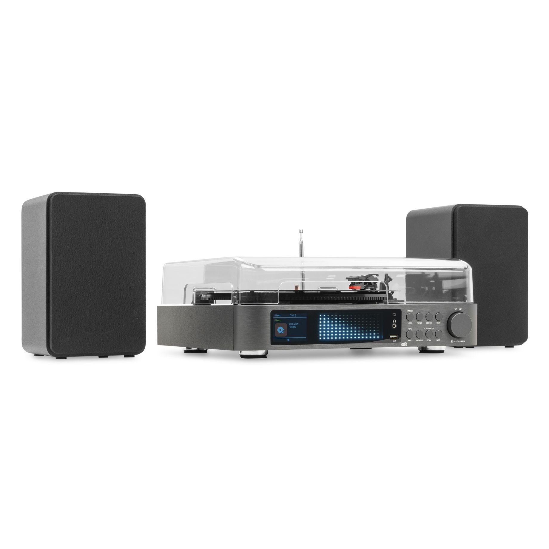 Norfolk Record Player Set with Speakers and DAB Tuner