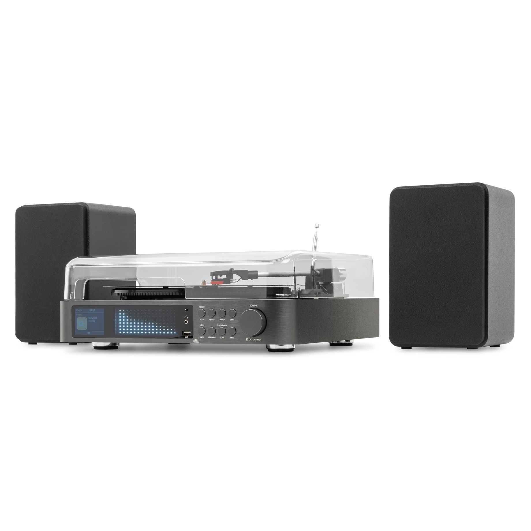 Norfolk Record Player Set with Speakers and DAB Tuner