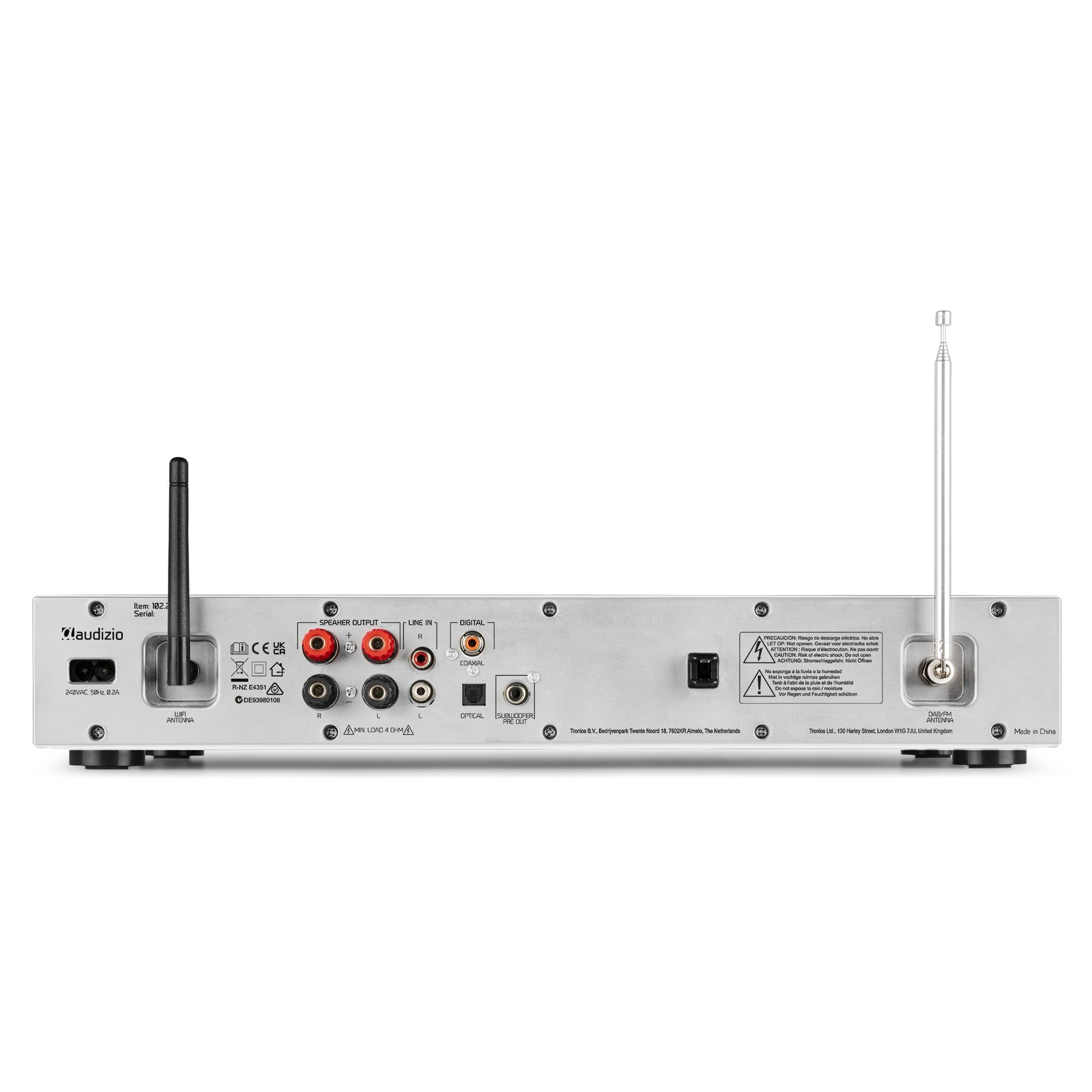 Bolzano Internet Receiver with Amplifier, DAB+ and CD Player Aluminium