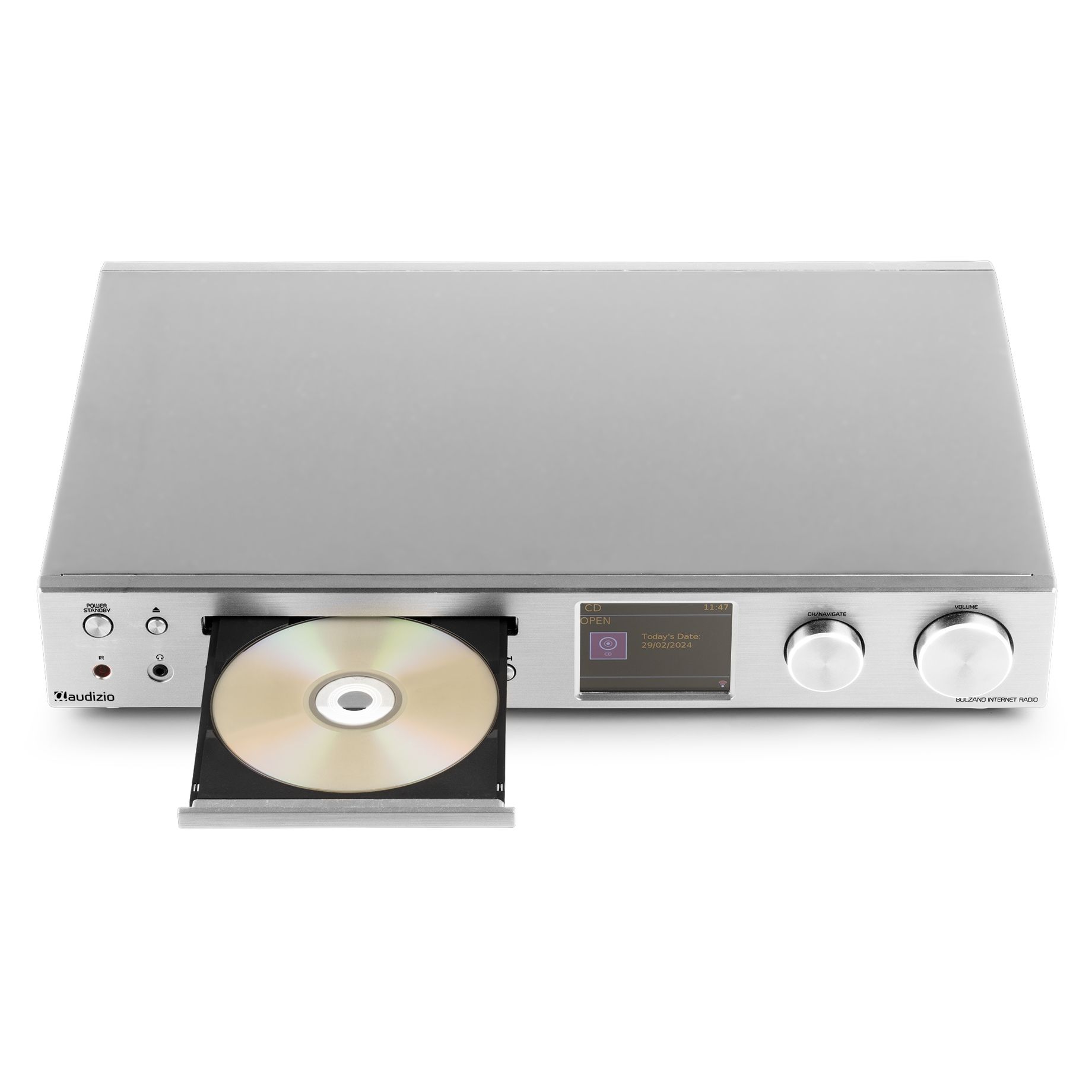 Bolzano Internet Receiver with Amplifier, DAB+ and CD Player Aluminium