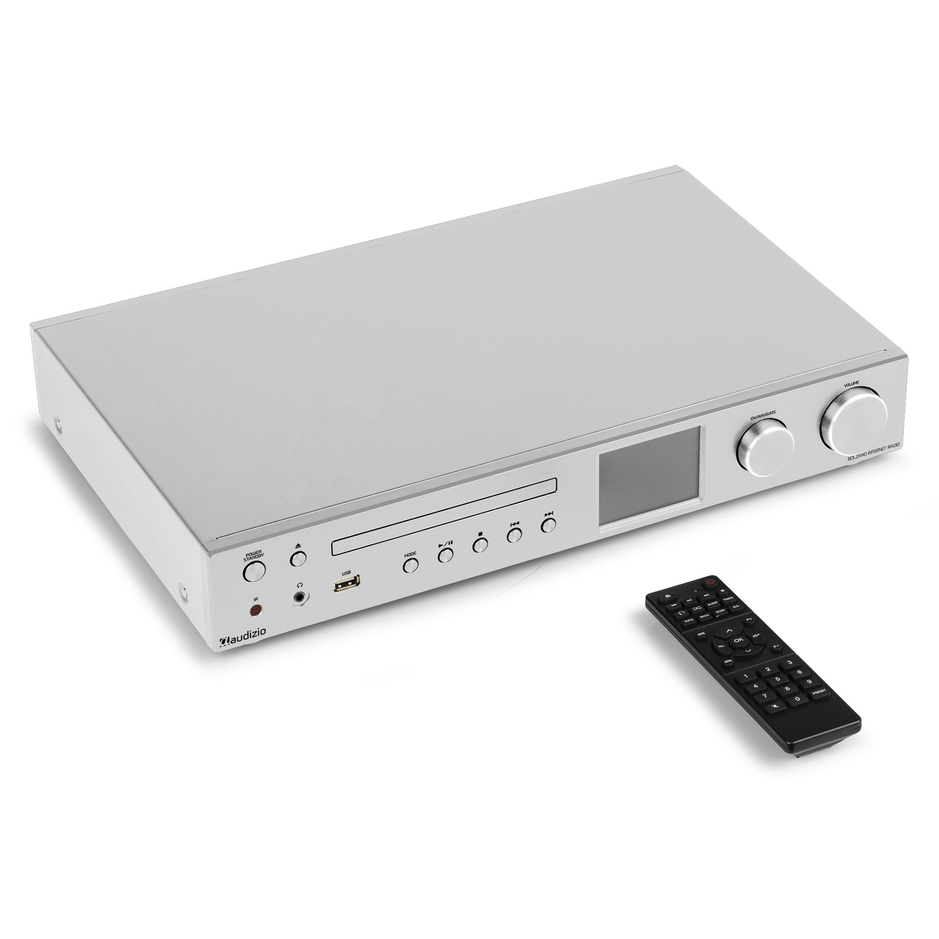 Bolzano Internet Receiver with Amplifier, DAB+ and CD Player Aluminium