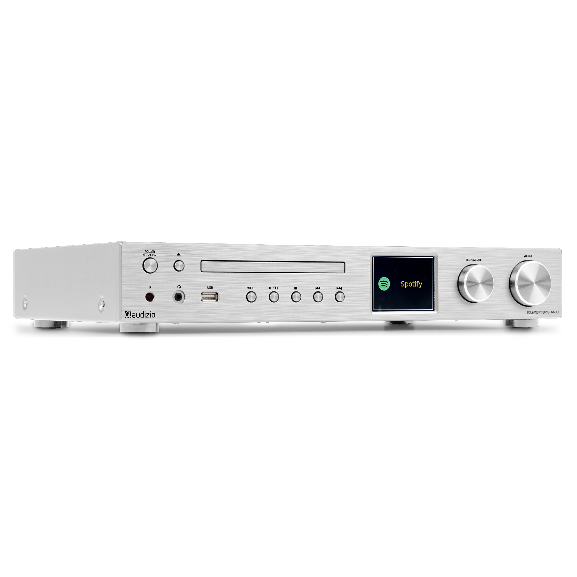 Bolzano Internet Receiver with Amplifier, DAB+ and CD Player Aluminium
