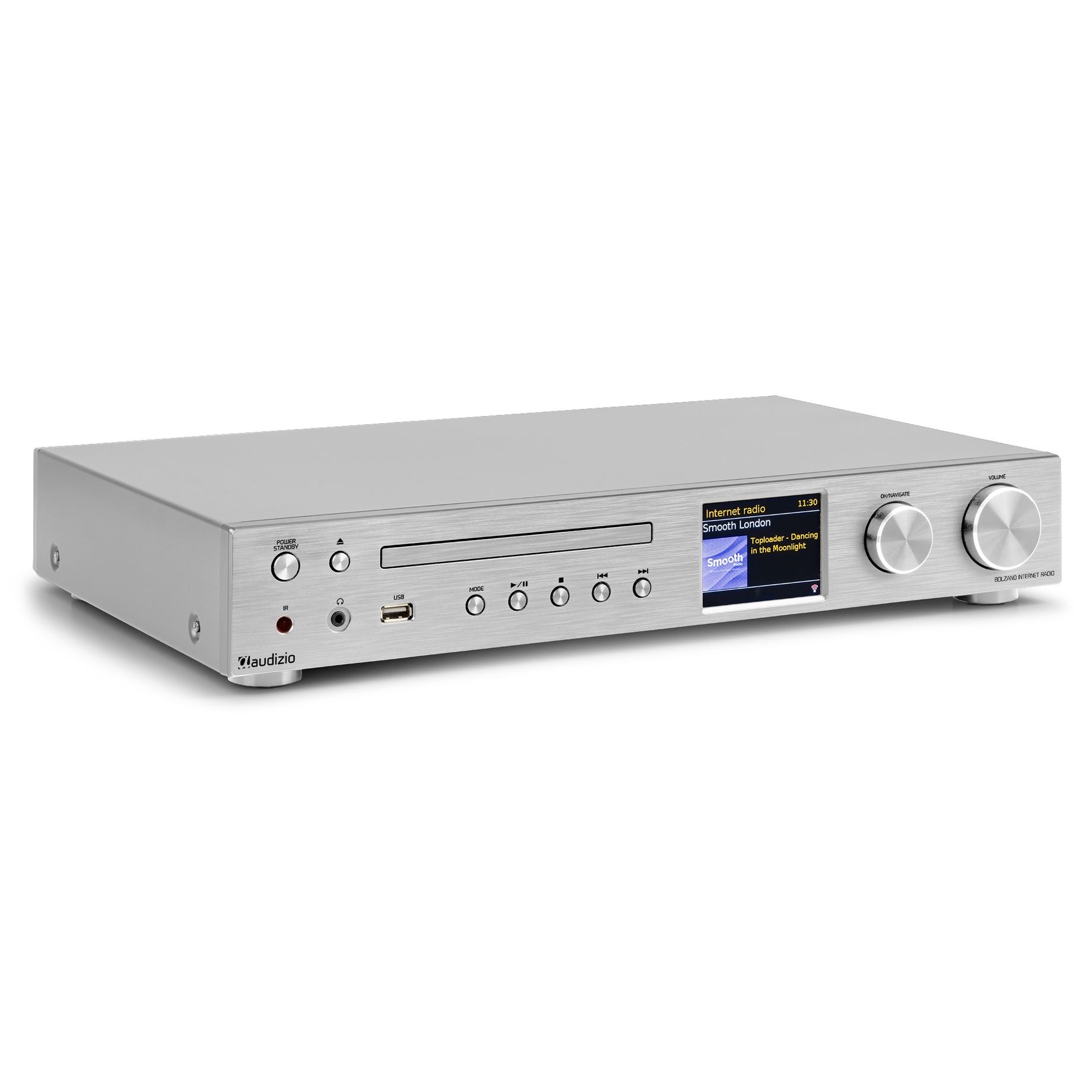 Bolzano Internet Receiver with Amplifier, DAB+ and CD Player Aluminium