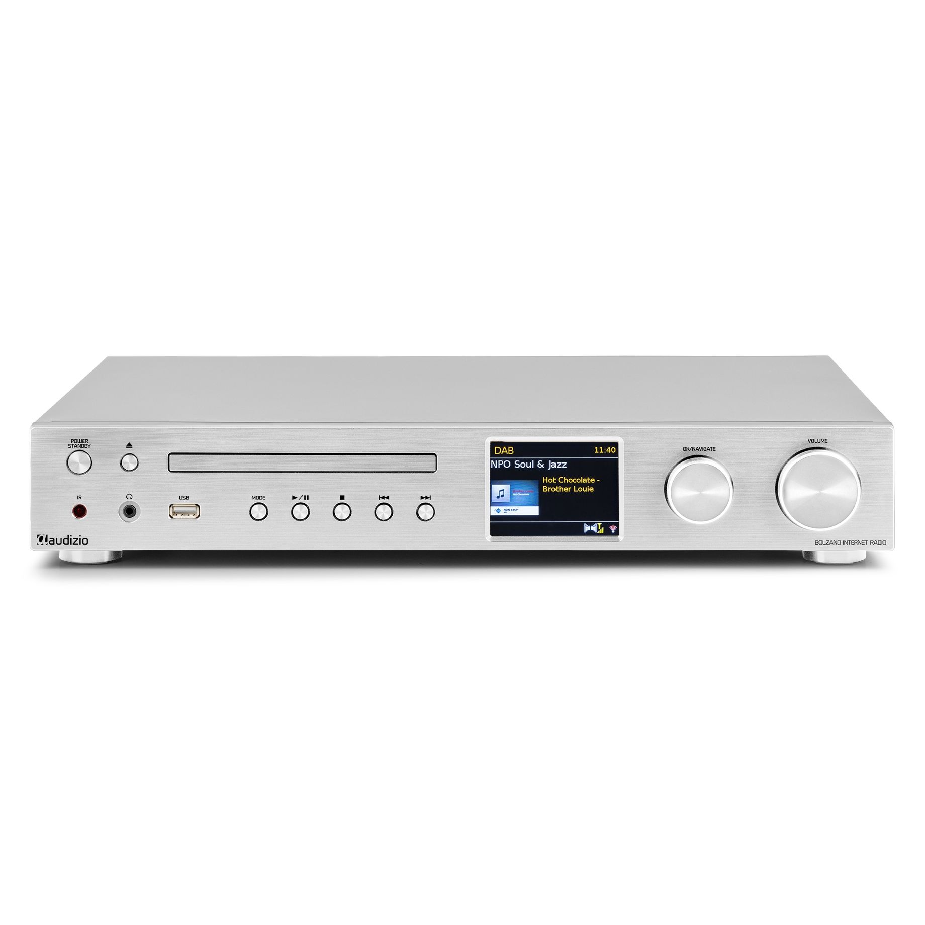 Bolzano Internet Receiver with Amplifier, DAB+ and CD Player Aluminium