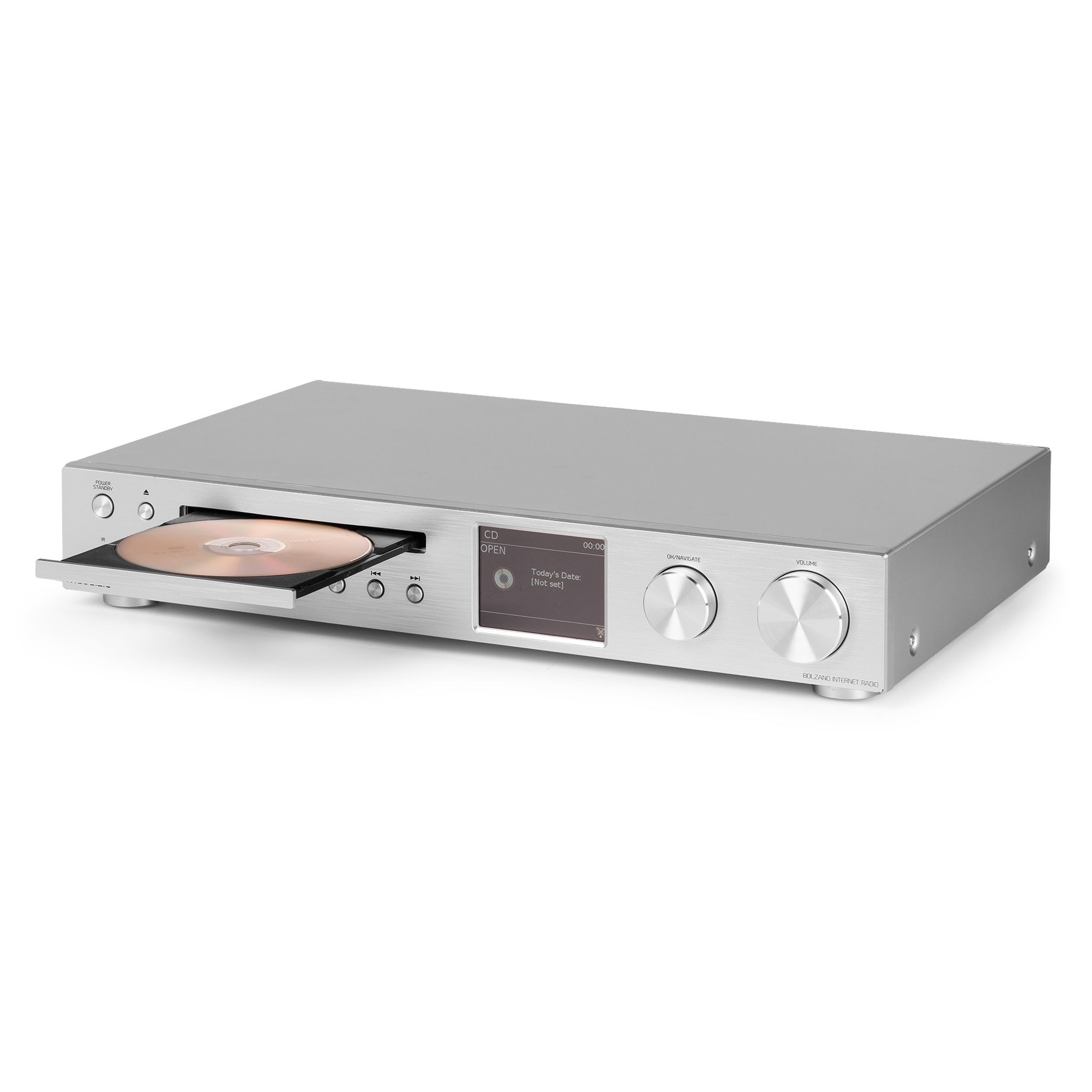 Bolzano Internet Receiver with Amplifier, DAB+ and CD Player Aluminium