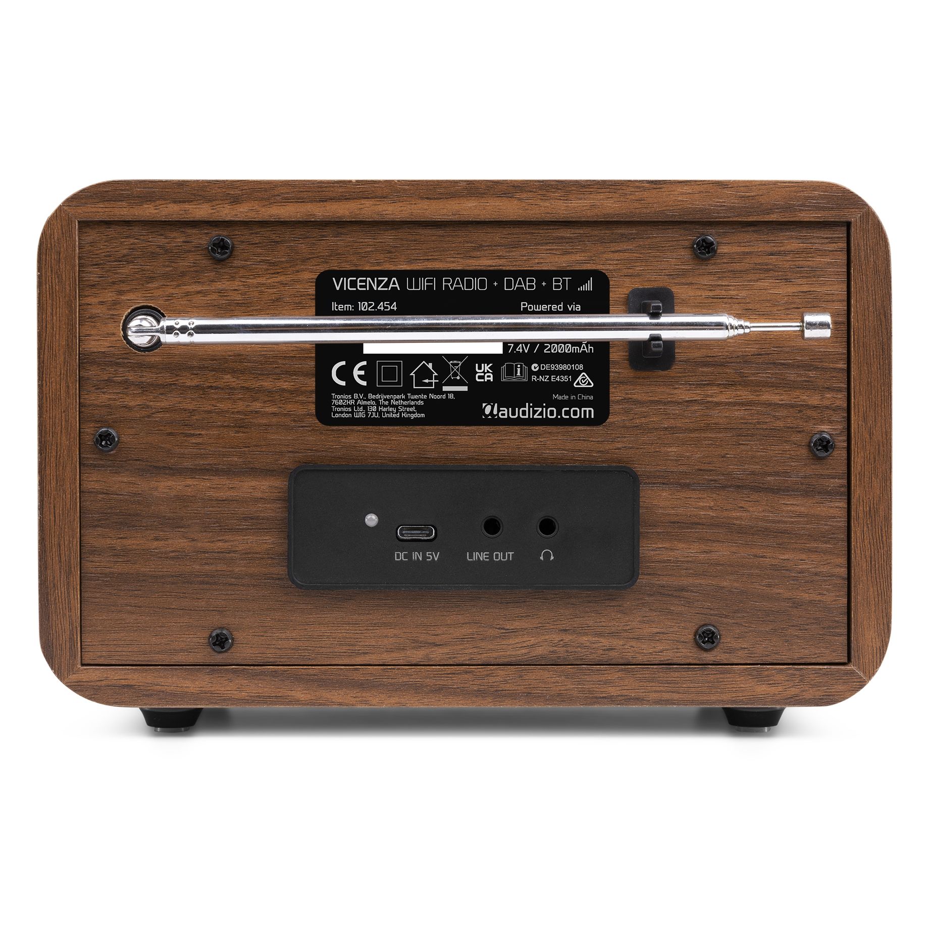 Vicenza WIFI Internet Radio with DAB+ and Battery Wood