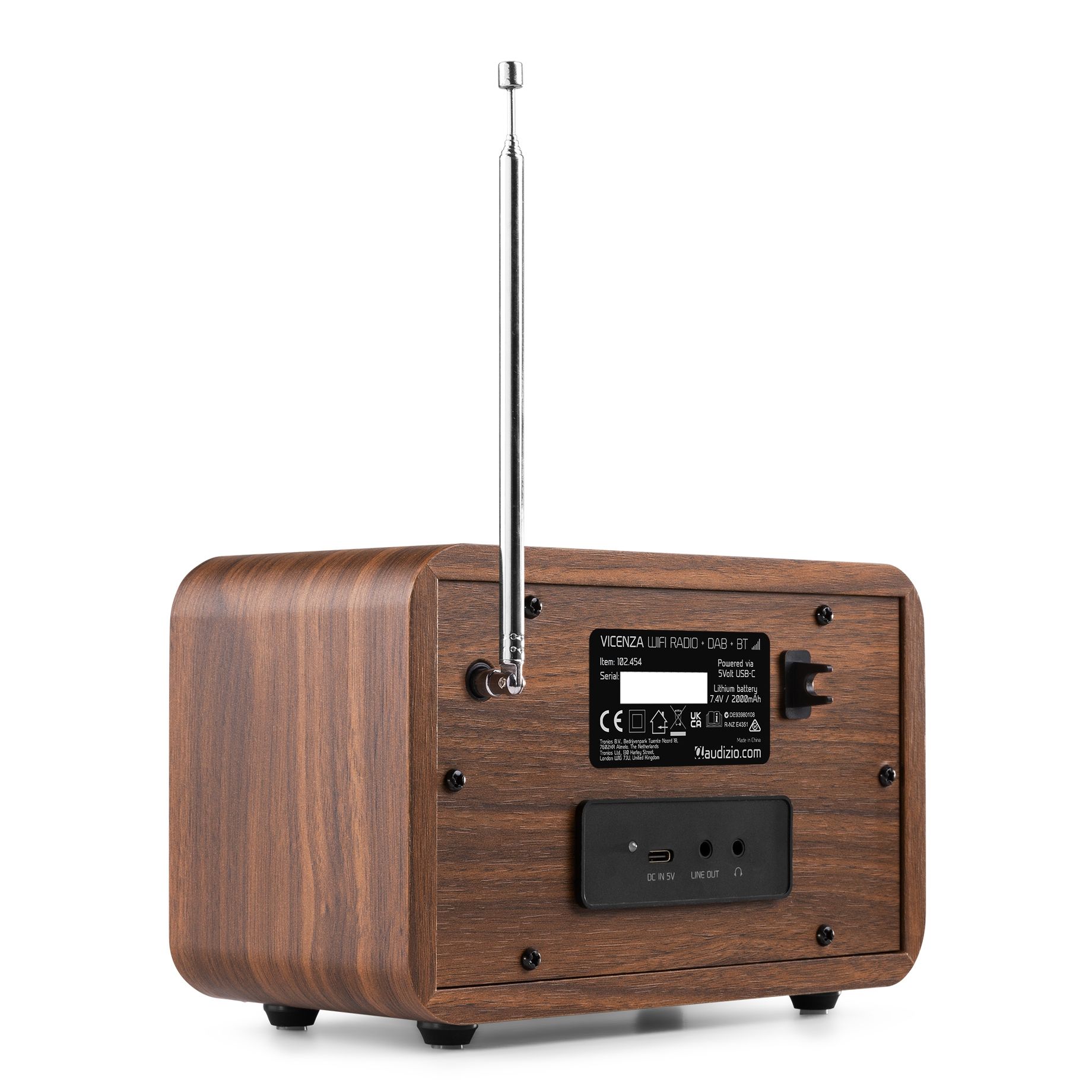 Vicenza WIFI Internet Radio with DAB+ and Battery Wood