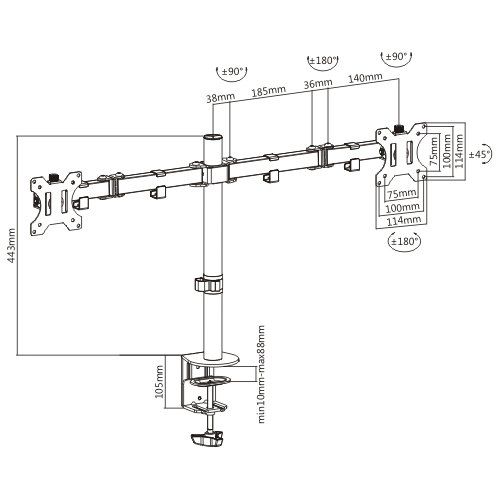 MAD20 Double Monitor Arm 13”- 32”